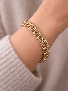 14k Solid Gold Heavy Double Link Bracelet